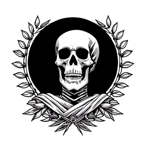 Skeleton In Toga With Laurel Wreaths