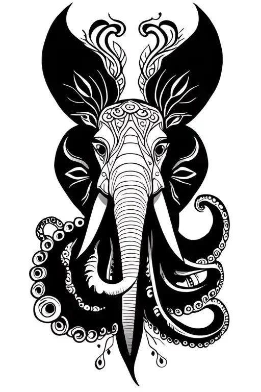 Peacock Elephant And Octopus