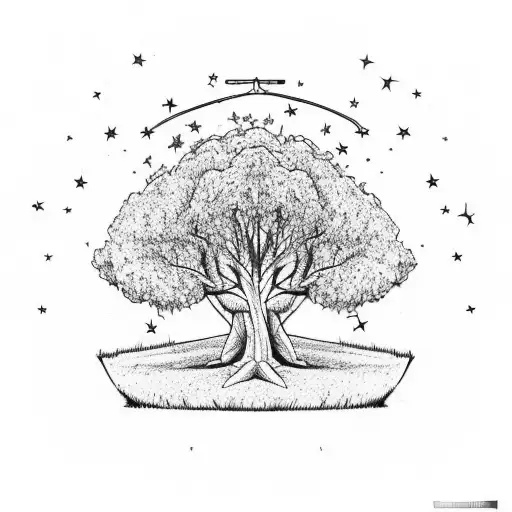 A Veteran Soldier Resting Under A Peaceful Tree In A Meadow