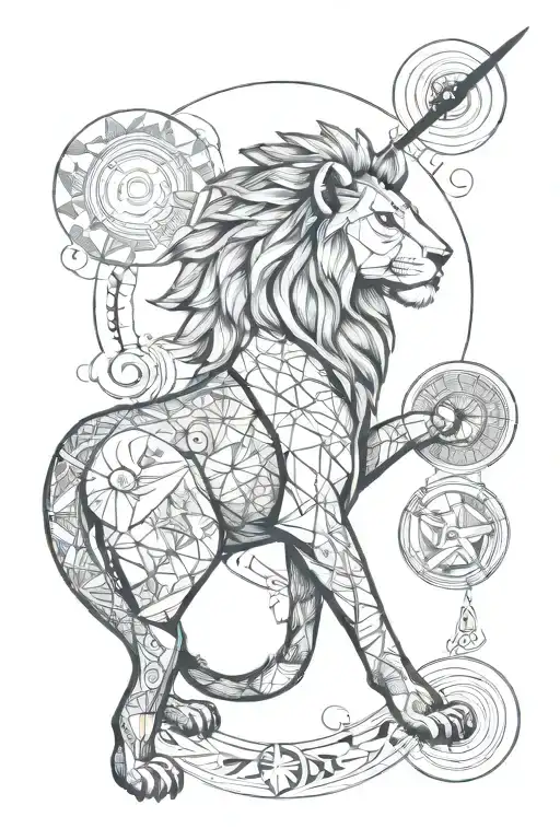 Lion And Uterus With Moon Surrounded Stylus Femme