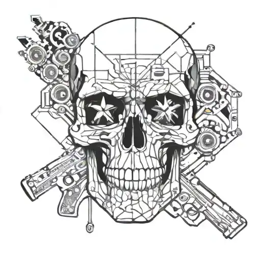 Piret Skull With Guns Money Drugs