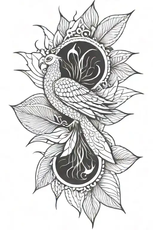 Phoenix Emerging From A Lotus Leaf