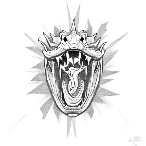 Flaming Dragon With Open Mouth