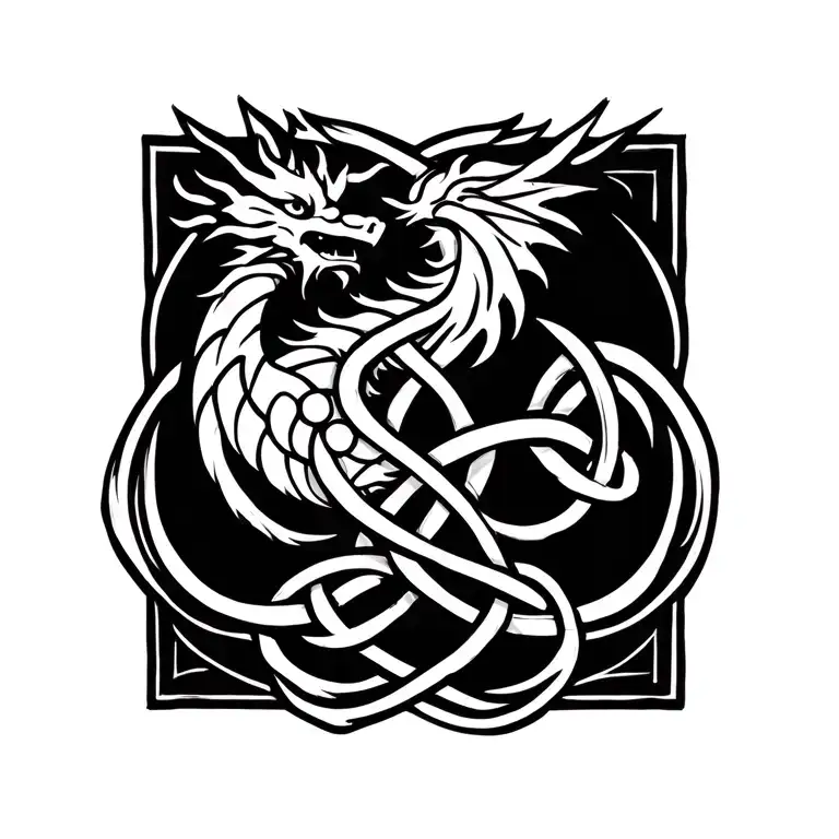 Celtic Knot And Welsh Dragon
