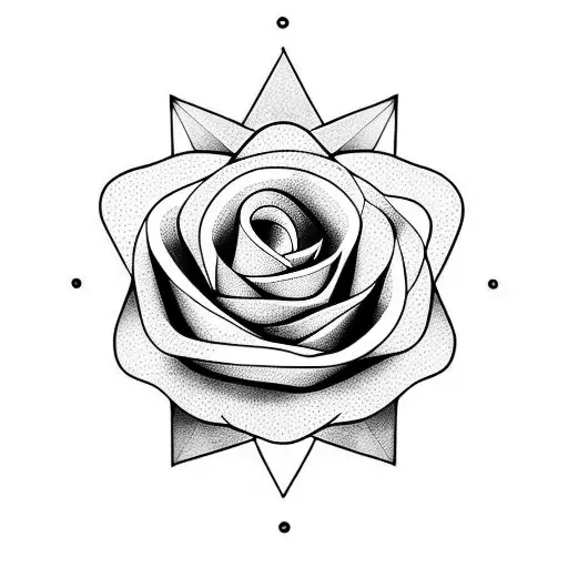 Geometric Rose With Stem And Leaves