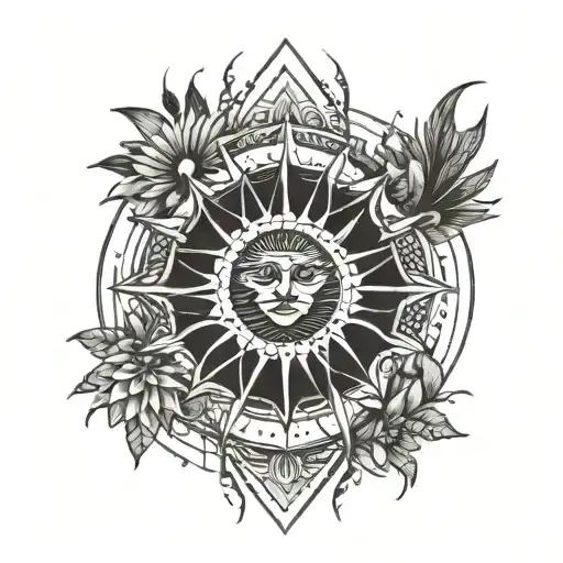 Feminine Sun Tattoo Island Vibe
