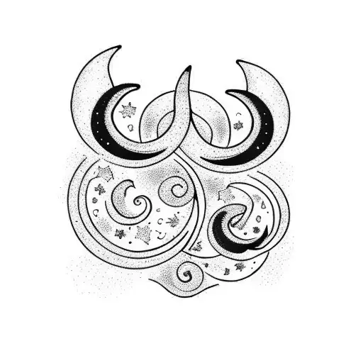 Crescent Moon With Flowers And Foliage