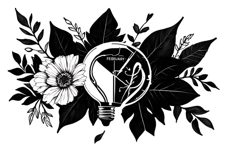 Broken Light Bulb With February Flowers In It