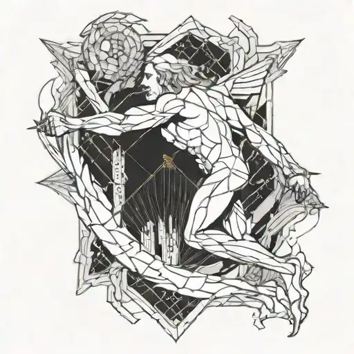 Prometheus Handing Fire To Humans Floating Gracefully