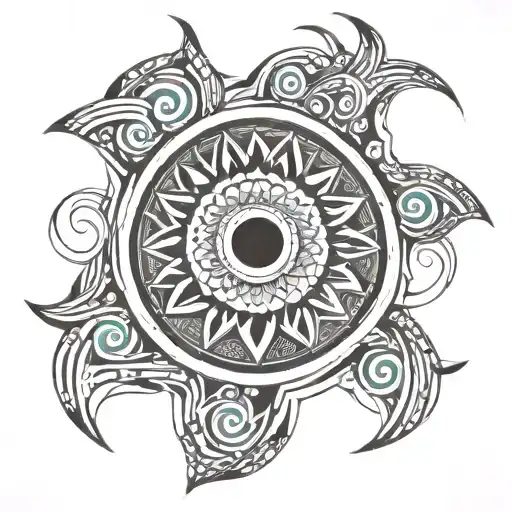 Black Hole Spiral Mandala Design Incorporating Elements