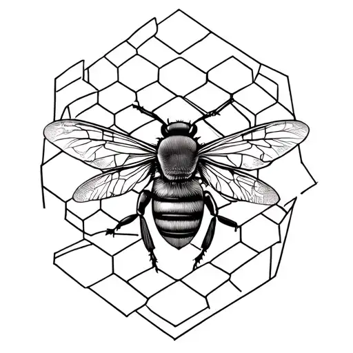 Honey Bee In A Honeycomb