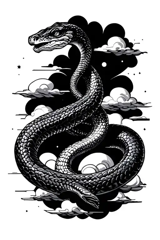 Snake And Collesium And Background Clouds Forming The Shape