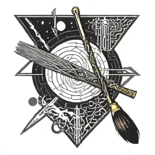 Cyberpunk Broom In Front Of Moon Surrounded