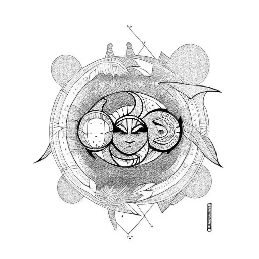 Apstact Sun And Moon Black And White