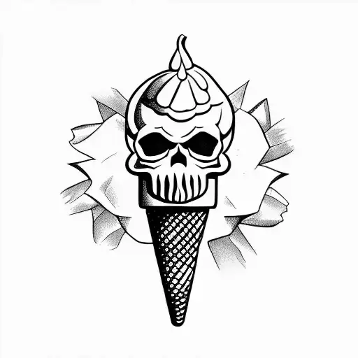 Ice Cream Cone With A Poison Skull Instead Of Ice Cream