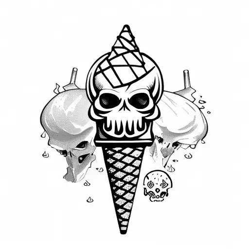 Ice Cream Cone With A Poison Skull Instead Of Ice Cream