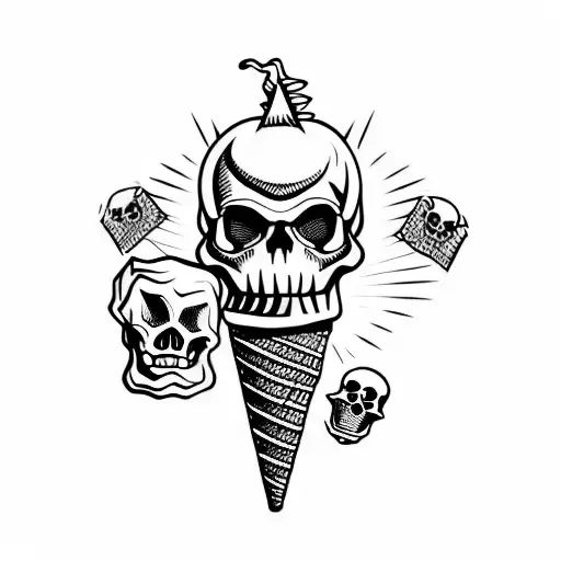 Ice Cream Cone With A Poison Skull Instead Of Ice Cream