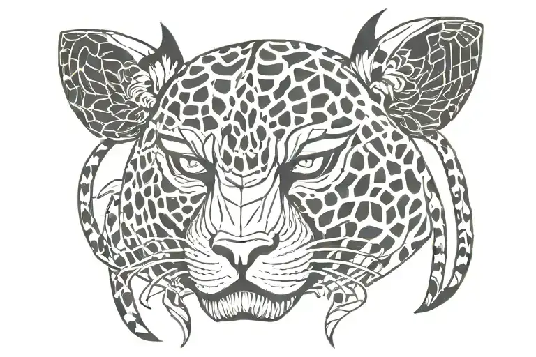 Oni Mask With Leopard Print Background