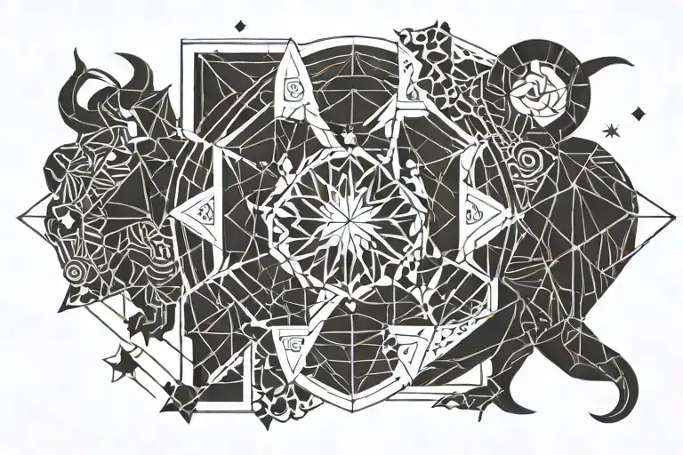 Geometric Design With Star Zodiac Signs Leo And Taurus And Number 224