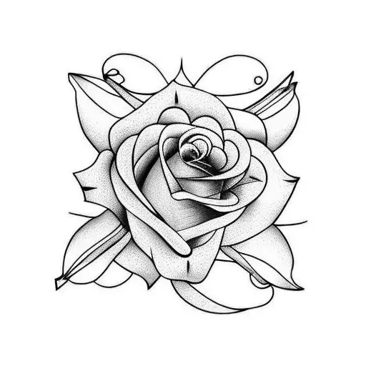 Rose And A Lily On A Man's Chest And Ribs