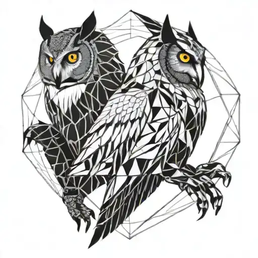 An Owl And A Wolve Dancing In Sunrays