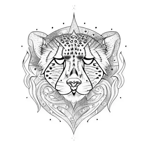 Cheetah With Peache Bird Through Dagger