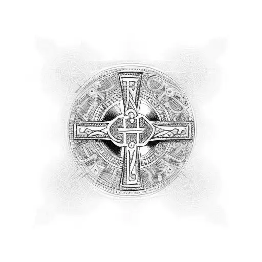 Christian Cross With Circuit Board Pattern