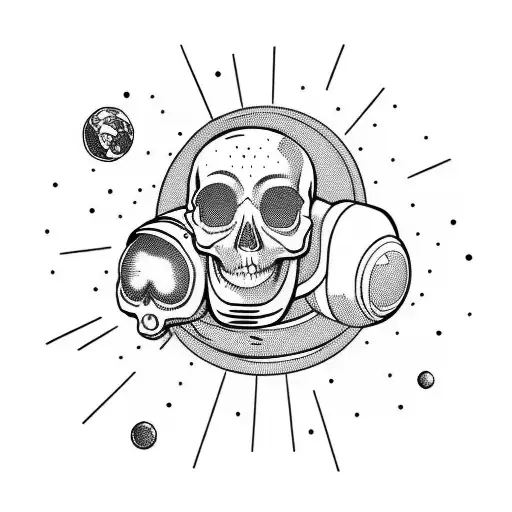 Skull Spaceman On Moon Trying To Contact With Earth