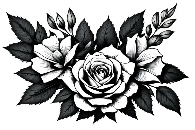 Azalea Flowers & 1 Rose