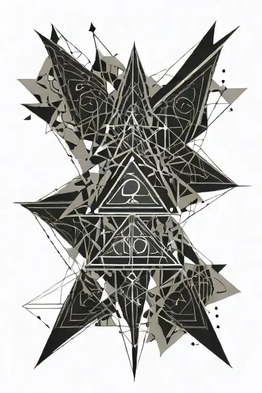 Zion In Cursive Surrounded With Triangular Shapes Sygilism Dark Goth