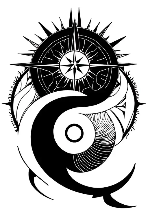 Yin Yang Moon Sun Star Compass Rose