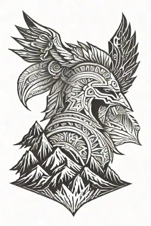 Spartan Looking At Mountains Rising Phoenix From Fire