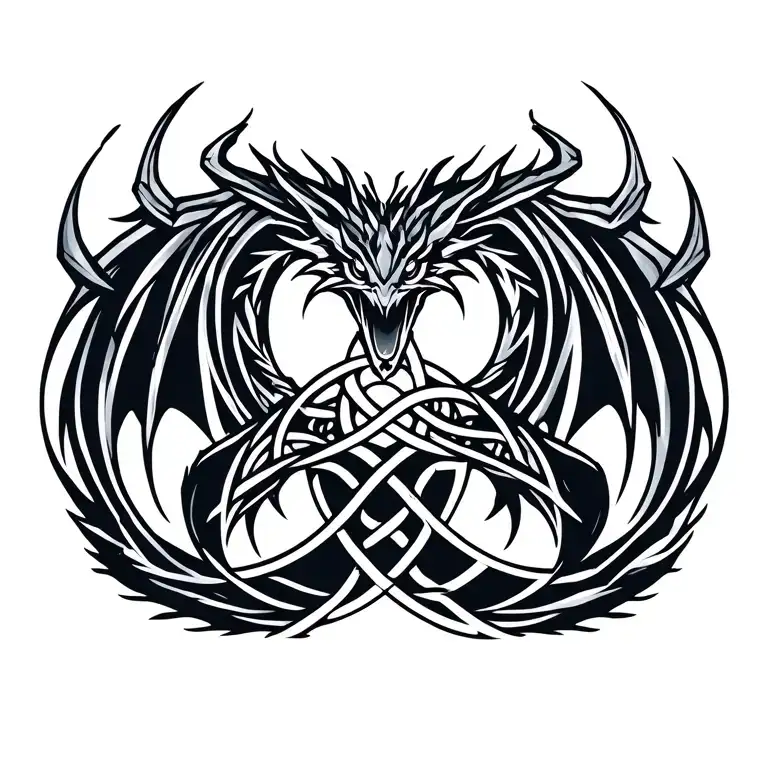 Nordic Dragon Wirh Celtic Triquetra In Its Claws