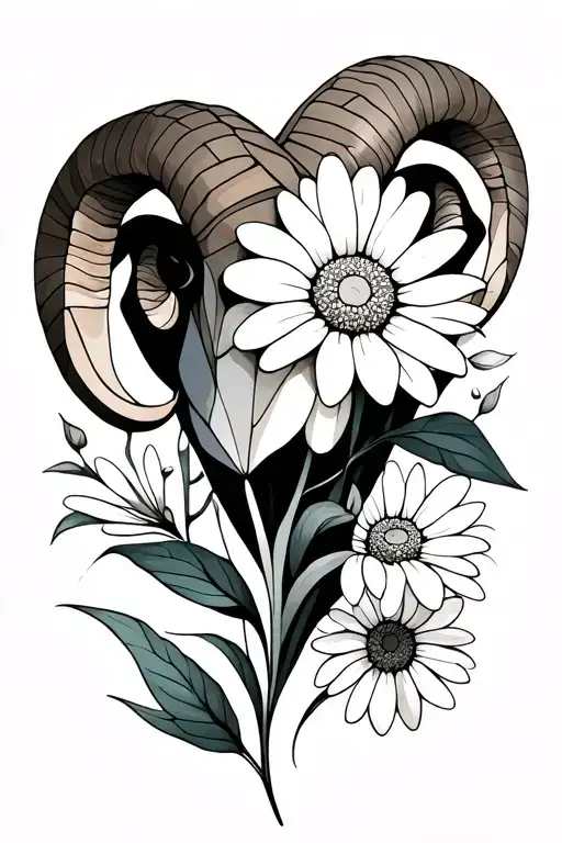 Aries And Daisies Intertwined