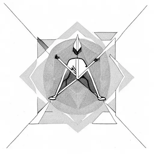 Geometric Shaped Arrow With Man Meditating