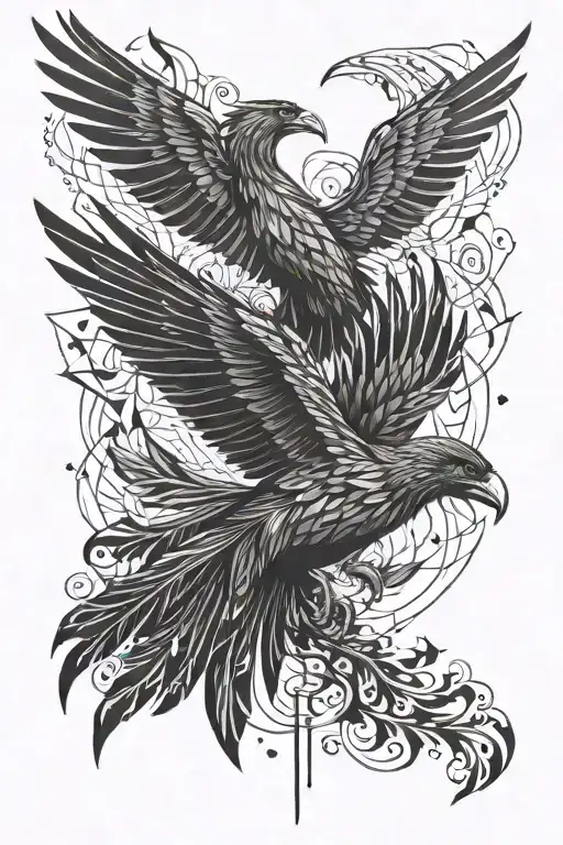 Phoenix And Raven Flying