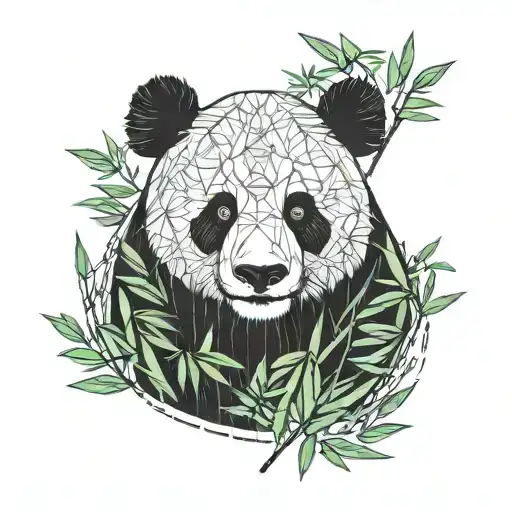 Panda With Bamboo Near Face