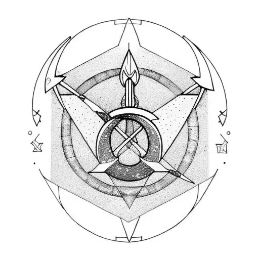 Sagittarius Arrow With A Crescent Moon