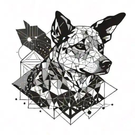 Sitting Dog Looking At Stars Planets And Universe