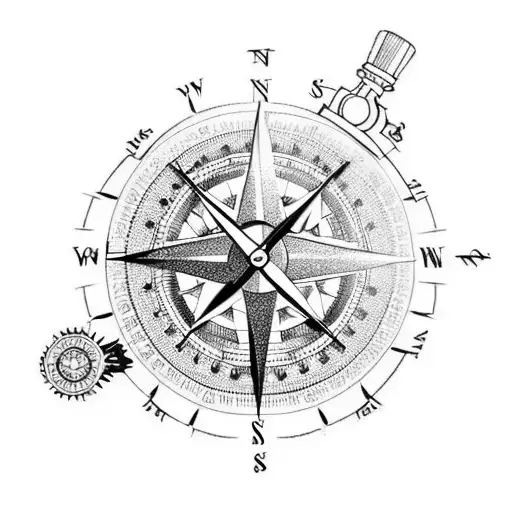A Compass And Clock Combined Into One Intricate Design
