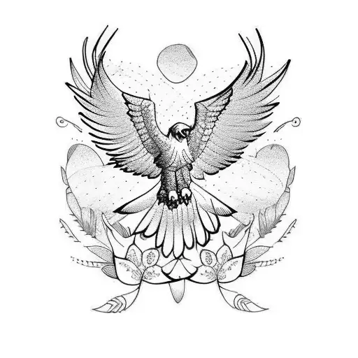 Flying Eagle With Flowers