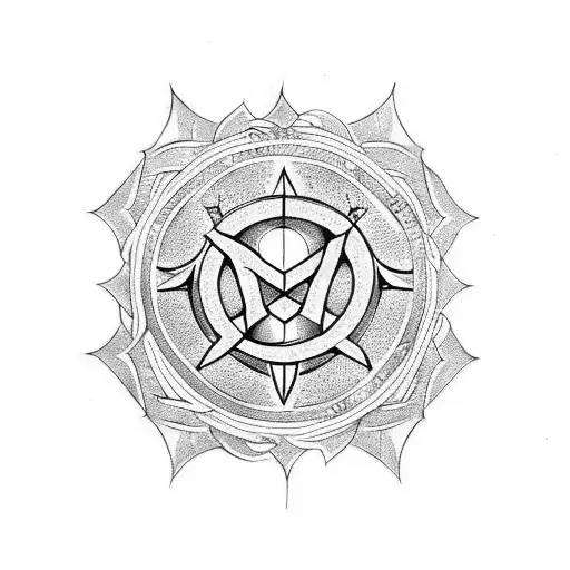 A Tattoo Depicting A Historical Templar Symbol Intertwined And Lots Of Motifs Around