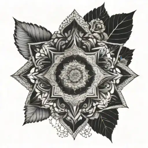 Dotwork Mandala Design Incorporating Elements Of Nature