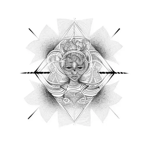 Create A Tattoo Of A Beautiful Dancer Surrounded By Energetic Swirls And Lines