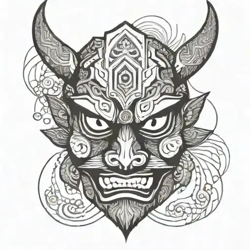 An Indian Form Of Japanese Demon Mask With Minimalist Features