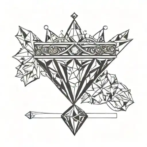 Diamond With Crown Simple Lines