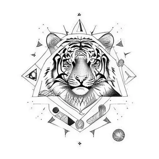 Astrology Fiery Grand Tribe With Tiger Face In Middle