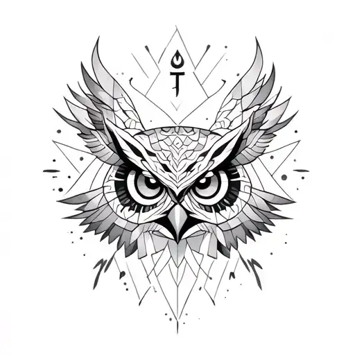 Owl With Dagaz Rune Symolizing Evolution On Bottom