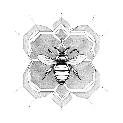 Honey Bee In A Honeycomb