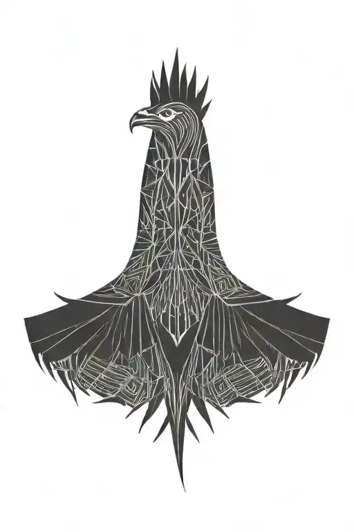 Phoenix Rising From The Ashes With Wings Spread